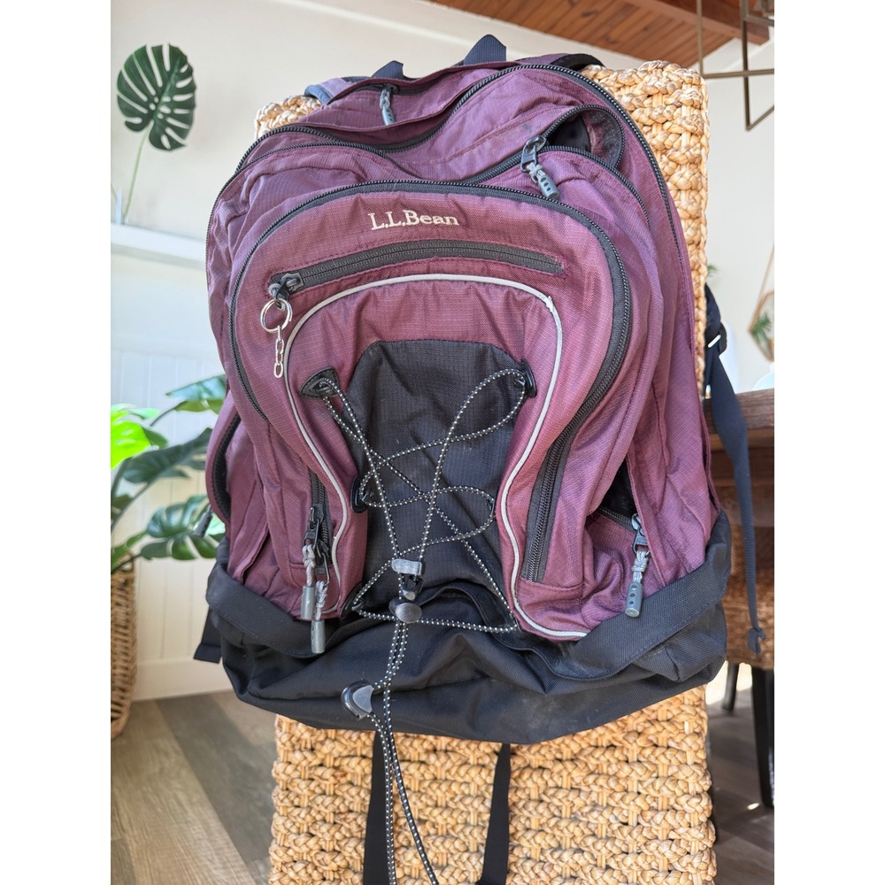 L.L. Bean Turbo Transit Pack Burgundy Ripstop Nylon Multi-Compartment Backpack